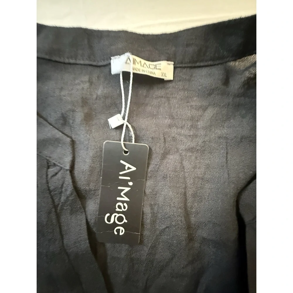 Women's A'Image Black Short Sleeve Dress/Cover Up With Pockets Size Size XXL - Picture 7 of 11